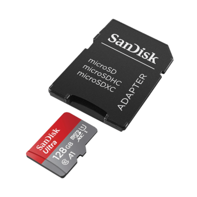 SanDisk Ultra microSDXC 128GB minniskort með millistykki